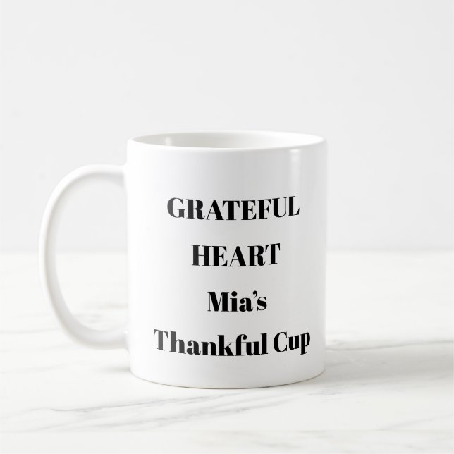 Dankbare herzliche tägliche Affirmation Tasse (Links)