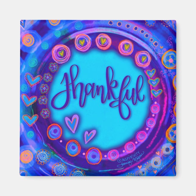 Dankbare Hübsch Hearts farbenfrohe Inspirivity Magnet (Vorne)