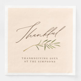 Dankbare Kalligraphie & Blätter Erntedank Serviette