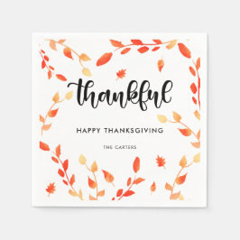 Dankbare Kalligraphie-Herbstlaub Foliage Elegant Serviette