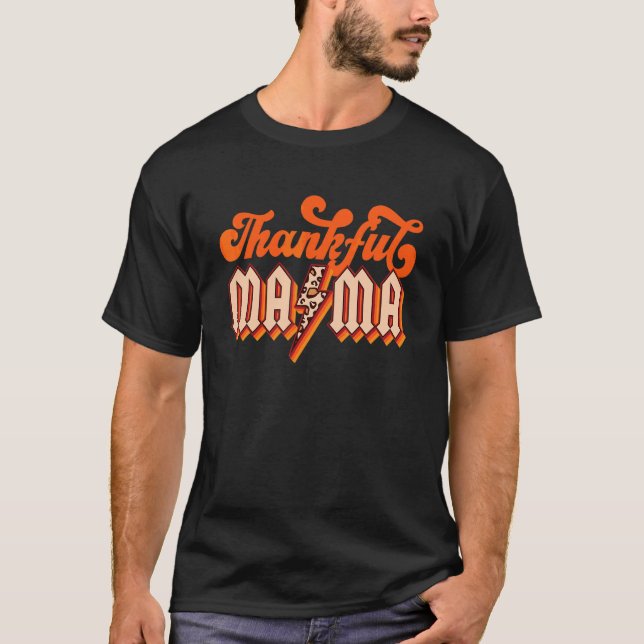 Dankbare Mama Leopard Retro Erntedankfest Mama Mut T-Shirt (Vorderseite)