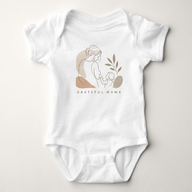Dankbare Mama Minimalist Boho Mutter und Baby Lini Strampler (Vorderseite)