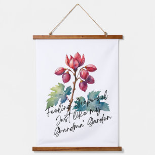 Dankbare Oma-Garten-Blumen-Kunstprint Wandteppich Mit Holzrahmen