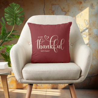 Dankbare Personalisierte Burgund Herbst Herbst Kissen
