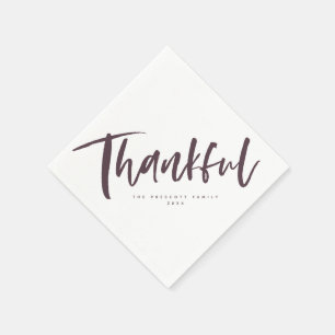 Dankbare Pinsel Schrift lila Thanksgiving Serviette