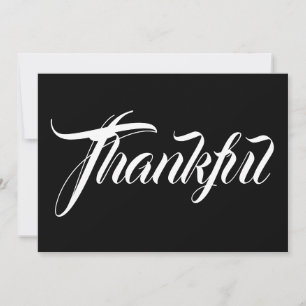 Dankbare Schwarz-weiße Kalligraphie-Erntedank-Kart