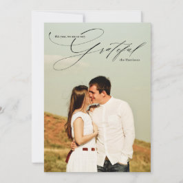 Dankbare Script Calligrafy Full Foto Feiertagskarte