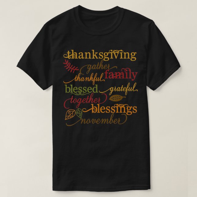 Dankbare Segnungen Erntedank Familie T-Shirt (Design vorne)