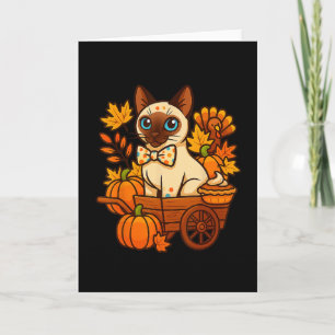Dankbare siamesische Katzenkatze Thanksgiving Kürb Karte