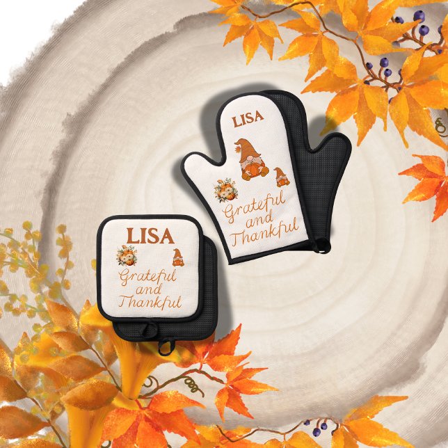 Dankbare und dankbare Bezeichnung Monogram | Ofenhandschuh & Topflappen-Set (Von Creator hochgeladen)