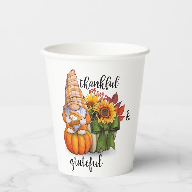 Dankbare und dankbare Papiertasse Pappbecher (Vorderseite)