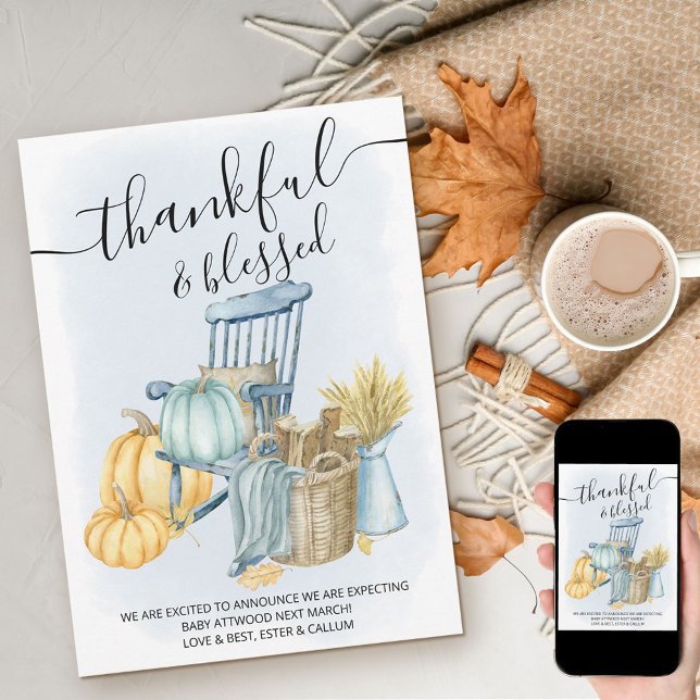 Dankbare und gesegnete Country Pumpkin Boy Pregnan Ankündigung (Von Creator hochgeladen)