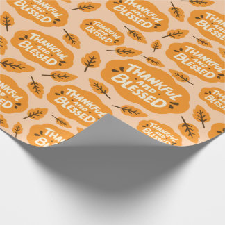 Dankbare und gesegnete Herbst Orange Blätter Nahtl Geschenkpapier