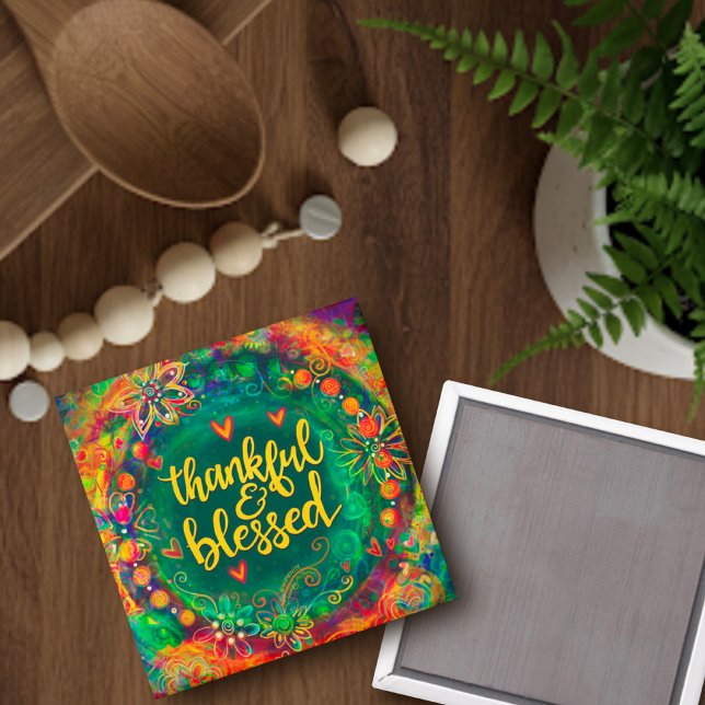 Dankbare und gesegnete Inspirivity Floral Hübsch Magnet (Von Creator hochgeladen)