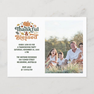 Dankbare und gesegnete Thanksgiving-Foto-Einladung Postkarte