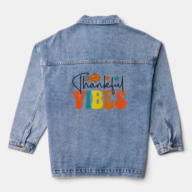 Dankbare Vibes Herbst Herbst Erntedank Jeansjacke (Rückseite)