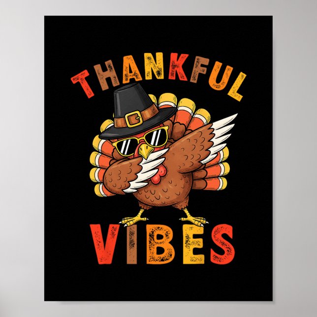 Dankbare Vibes Truthahn Dab Erntedankfest Männer F Poster (Vorne)