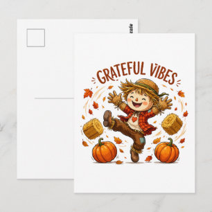 Dankbare Vibes Vogelscheuche Herbst Postkarte