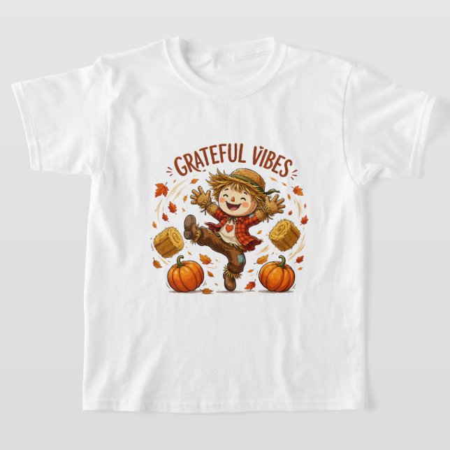 Dankbare Vibes Vogelscheuche Herbst T-Shirt (Ablage )