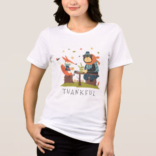 Dankbarer Bärenfox Herbstlicher Cartoon   ERNTEDAN Tri-Blend Shirt