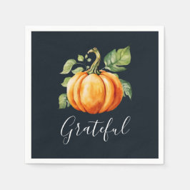 Dankbarer Erntedank Watercolor Pumpkin Serviette