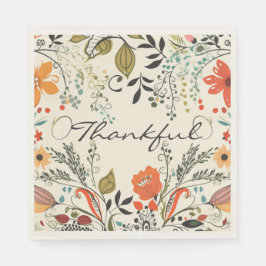 Dankbarer Fall Floral Napkin Serviette