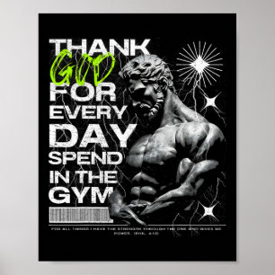 Dankbarer Fitnessstudio-Bruder Uni-Erwachsene Fitn Poster