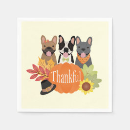 Dankbarer französischer Bulldogs-Erntedank Serviette