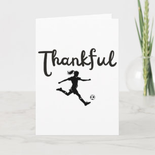 Dankbarer Fußballspieler Mädchen Thanksgiving Foot Karte