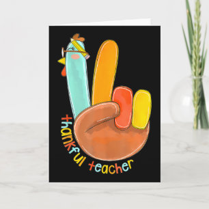 Dankbarer Lehrer Lustiger Thanksgiving Friedenshan Karte