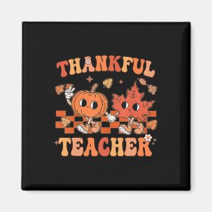 Dankbarer Lehrer Retro Groovy Erntedank Fall 1 Magnet