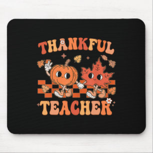 Dankbarer Lehrer Retro Groovy Erntedank Fall 1 Mousepad
