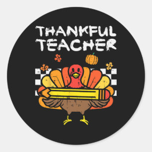 Dankbarer Lehrer Thanksgiving Truthahn Retro Herbs Runder Aufkleber