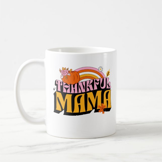 Dankbarer Mama Pumpkin Season Niedlicher Erntedank Kaffeetasse (Links)