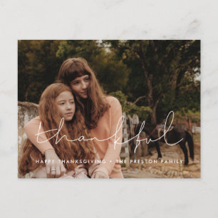 Dankbarer minimalistischer Thanksgiving-Familienfo Postkarte