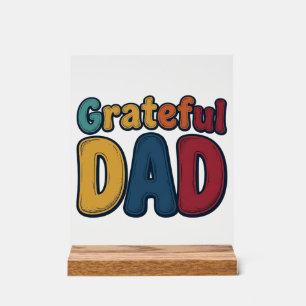 Dankbarer Papa Retro-Blasenbuchstabe-Shirt-Design_ Acrylschild