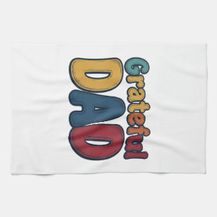 Dankbarer Papa Retro-Blasenbuchstabe-Shirt-Design_ Geschirrtuch
