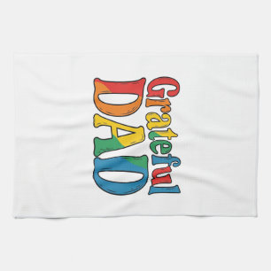 Dankbarer Papa Vintage Regenbogen-Typografie-Shirt Geschirrtuch