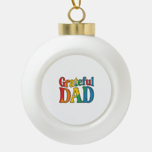 Dankbarer Papa Vintage Regenbogen-Typografie-Shirt Keramik Kugel-Ornament
