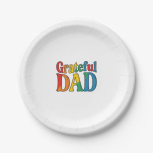 Dankbarer Papa Vintage Regenbogen-Typografie-Shirt Pappteller