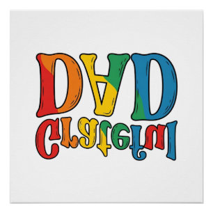 Dankbarer Papa Vintage Regenbogen-Typografie-Shirt Poster
