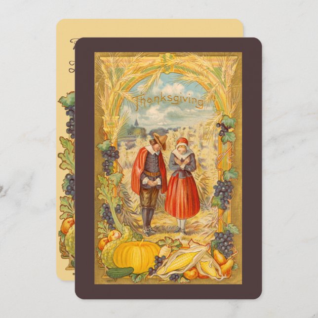 Dankbarer Pilger-Erntedank-Tag Einladung (Vorne/Hinten)