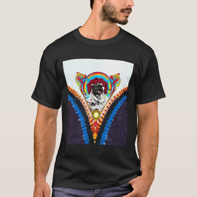 DANKBARER PUG TYE DYE 357 T-Shirt (Vorderseite)
