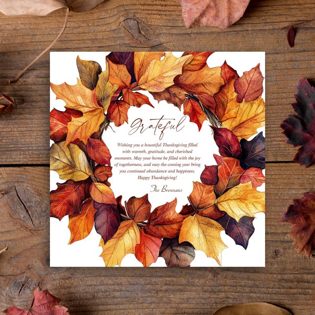Dankbarer Rustikaler Fall Wreath-Erntedank Einladung (Grateful Rustic Fall Wreath Thanksgiving Invitation)