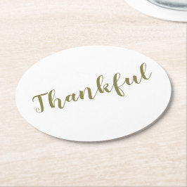 Dankbarer schlauer, moderner Script-Erntedank Runder Pappuntersetzer