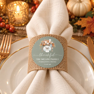 Dankbarer Thanksgiving-Tischsetting Sagegrün Runder Aufkleber