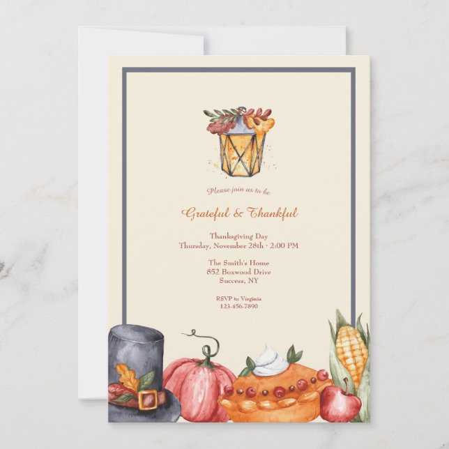Dankbarer und dankbarer Erntedank Day Einladung (Vorderseite)