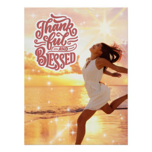 Dankbarer und Gesegneter Fröhlicher Strandlaufpost Poster