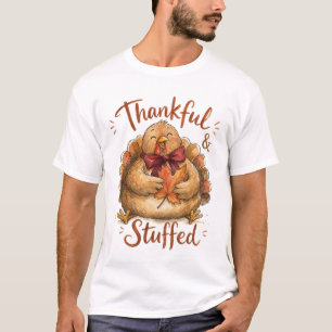 Dankbarer und vollgestopfter Wasserfarben-Truthahn T-Shirt
