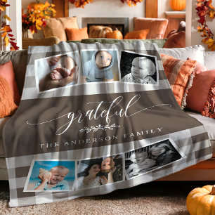 Dankbares braunes Karo Herbst Familien 6 Foto Coll Fleecedecke